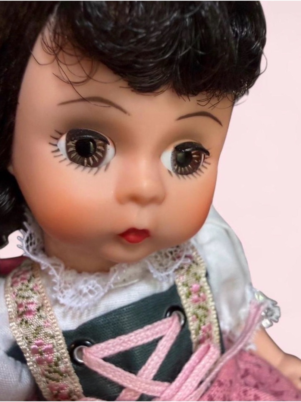 Madame Alexander Brigetta Pink Dress Doll with Black Hair and White Blouse - Picture 5 of 7